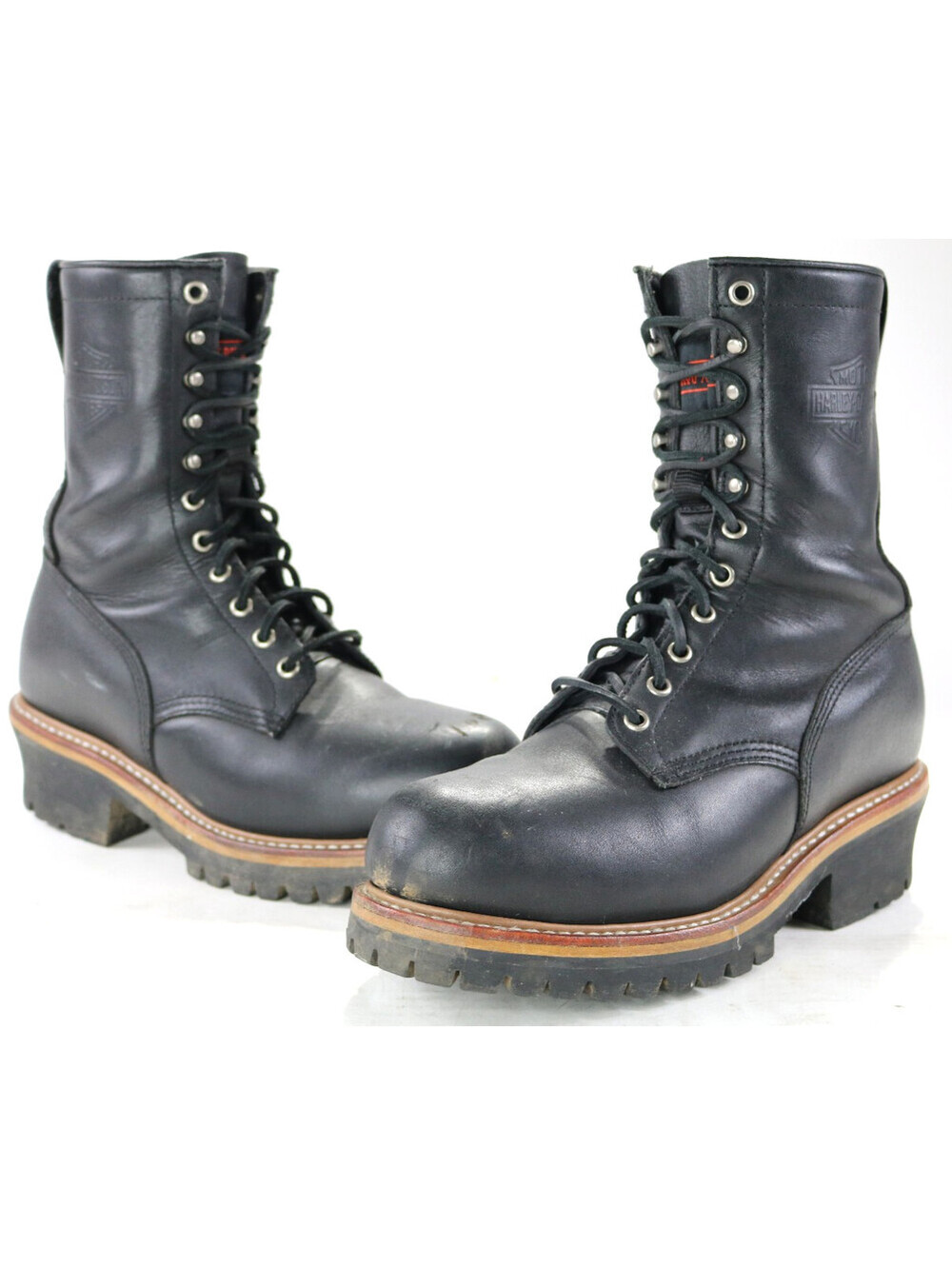 harley davidson boots 9.5 black leather Bar Shield Logger 98510 steel toe 11"